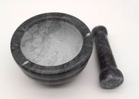 Mortaio di marmo di pietra nero del mortaio e del pestello, e forma rotonda stabilita del pestello