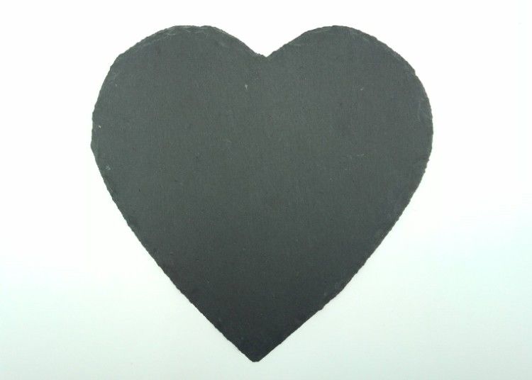 Placemats di pietra naturale, ardesia nera placca la forma del cuore con i cuscinetti