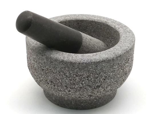 Molcajete Bowl Stone Grinder Guacamole Bowl Superficie snocciolata Set di mortaio e pestello in pietra di granito pesante