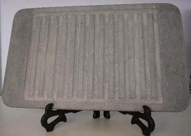 piatti di pietra della griglia di 32x25cm, piatto di cottura di pietra rettangolare con la scanalatura