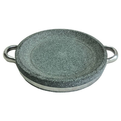 ARROSTISCA COL BARBECUE i piatti di pietra della griglia del diametro 24cm del granito intorno a cucinare il vaso grigio